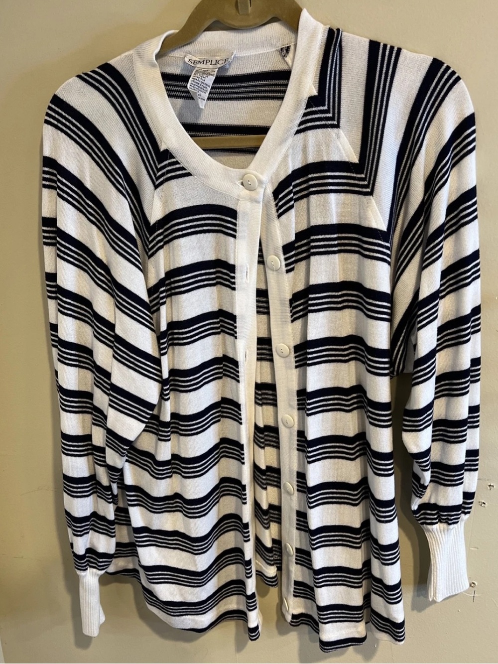Classic Black & White Striped Button-Front Cardigan